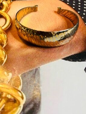 Vintage Hammered Gold plated Cuff Bracelet